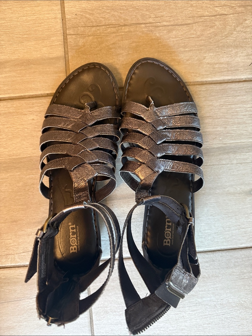 Born - Nikka Metallic Pewter Gladiator Sandals - Picture 5 of 7